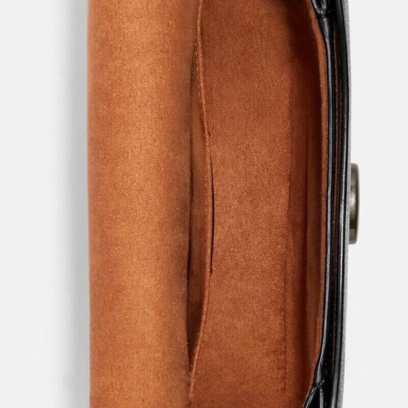 New Coach Morgan Saddle Bag Black Pebble Leather & Snake Embossed Trim CG470 - Picture 5 of 7